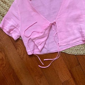 ZARA cropped tie shirt